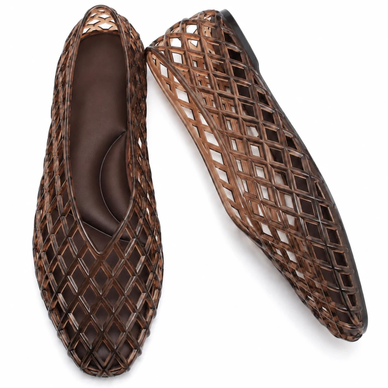 ziitop Jelly Sandals for Women Mesh Slip-On Closed Toe Flats