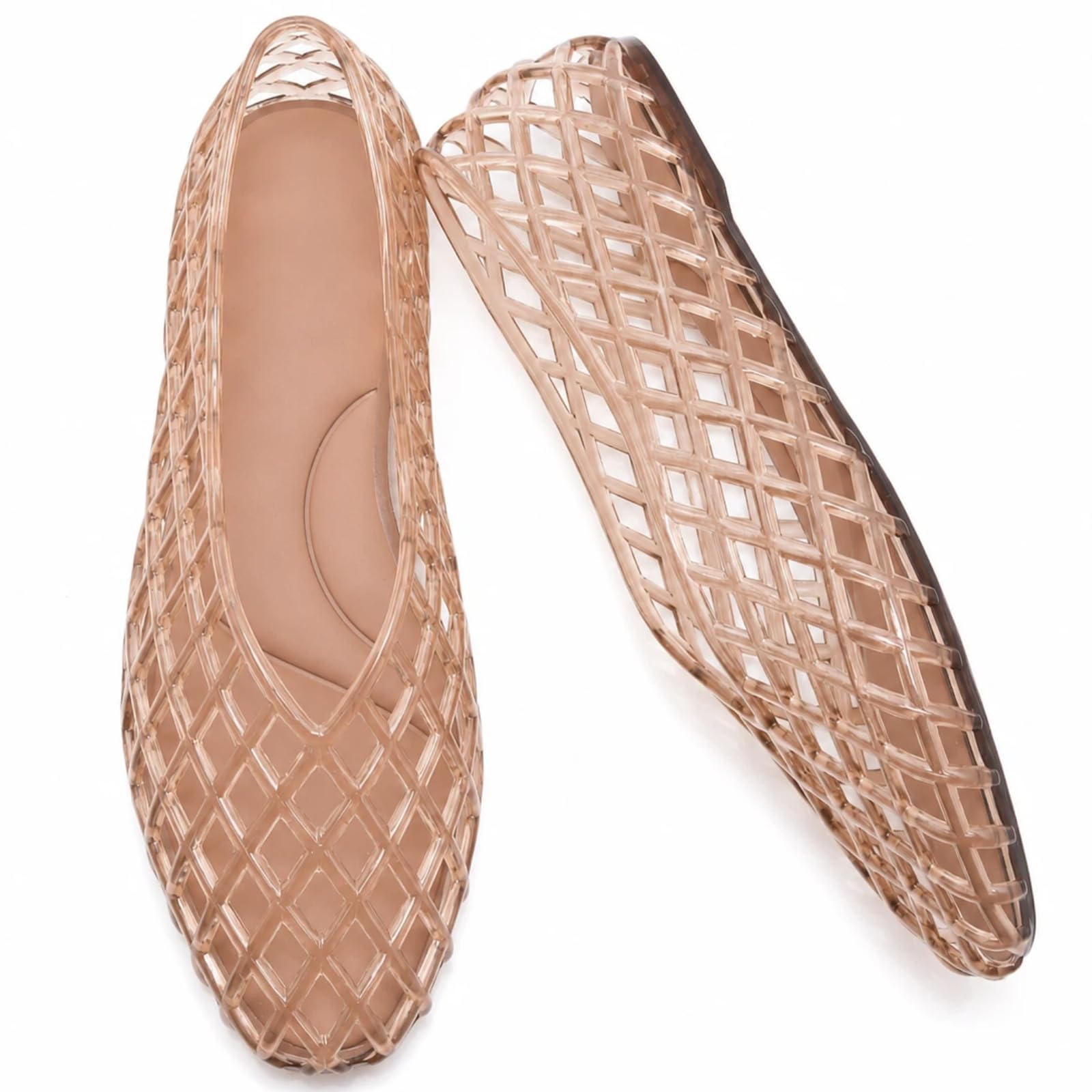 ziitop Jelly Sandals for Women Mesh Slip-On Closed Toe Flats