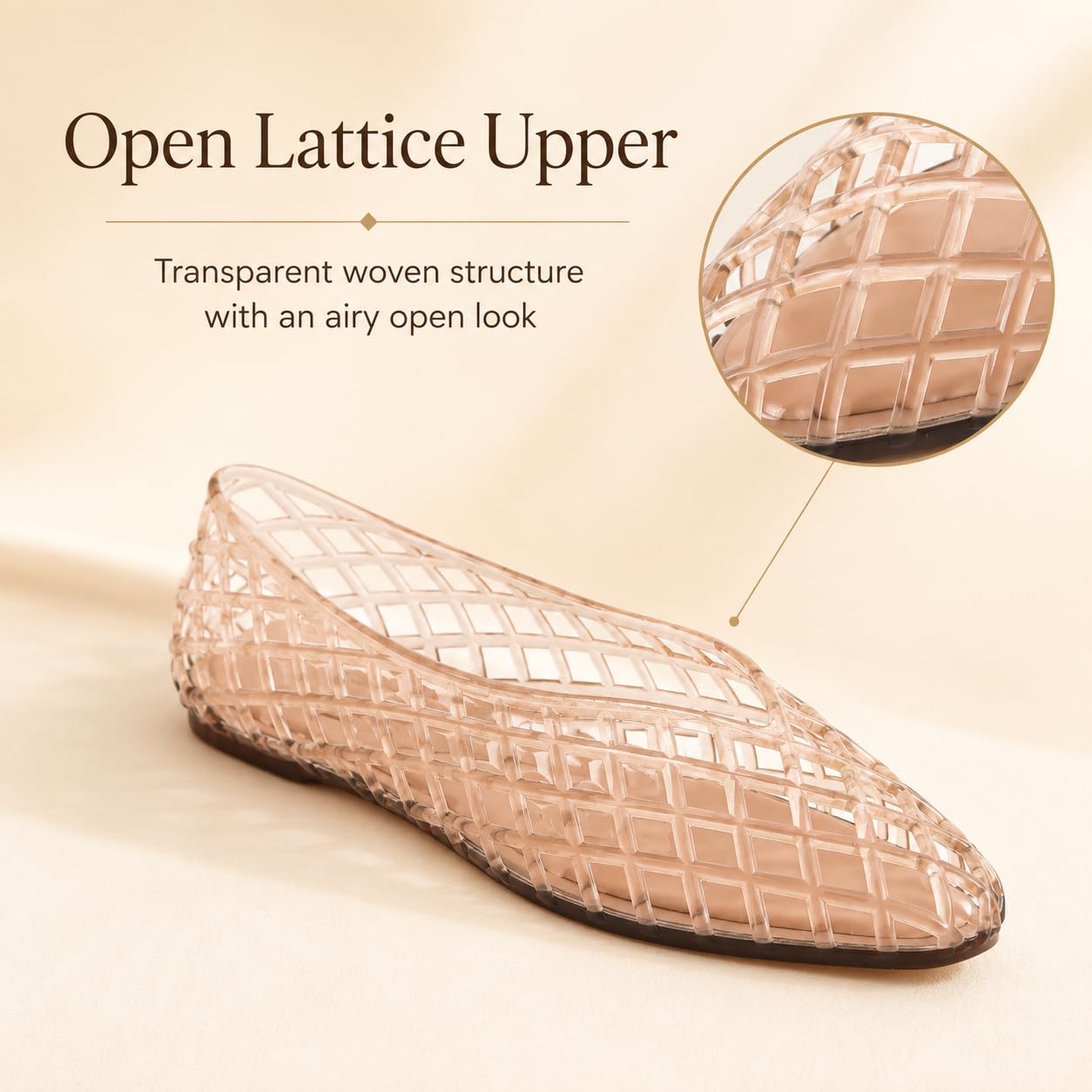 ziitop Jelly Sandals for Women Mesh Slip-On Closed Toe Flats