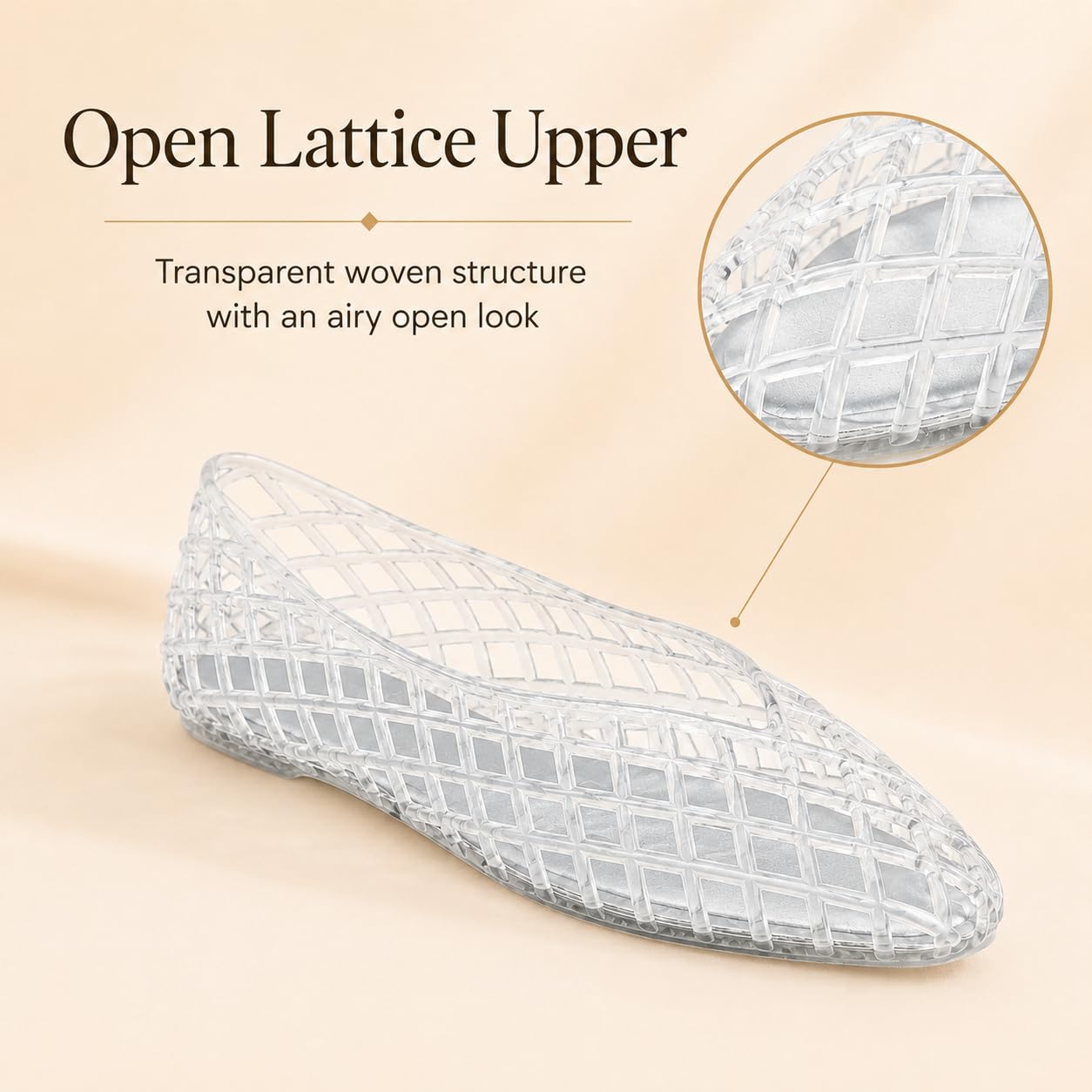 ziitop Jelly Sandals for Women Mesh Slip-On Closed Toe Flats
